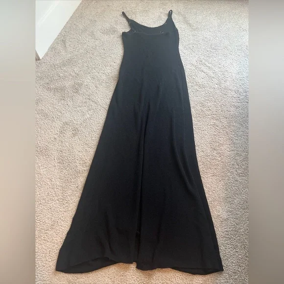 Womens Dissh Asher Black Knit Maxi Dress Slit Size Medium Scoop Neck - Picture 8 of 9